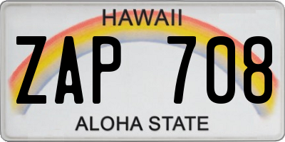 HI license plate ZAP708