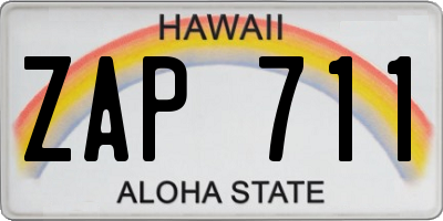 HI license plate ZAP711
