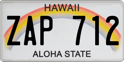 HI license plate ZAP712