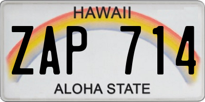 HI license plate ZAP714
