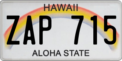 HI license plate ZAP715