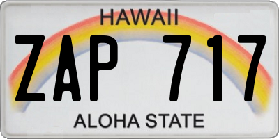 HI license plate ZAP717