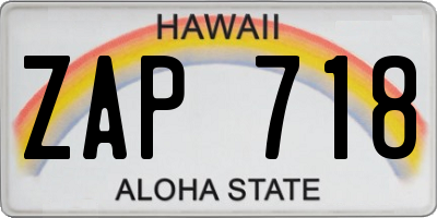 HI license plate ZAP718