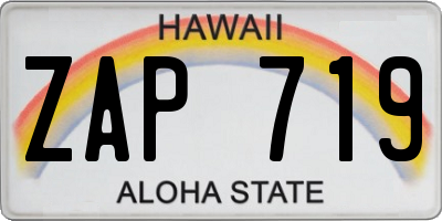 HI license plate ZAP719