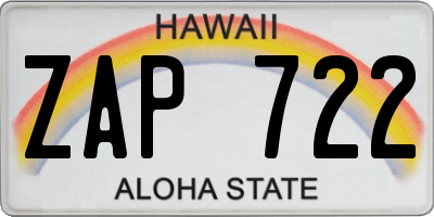 HI license plate ZAP722