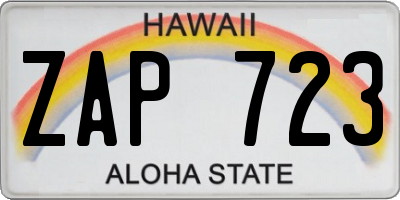 HI license plate ZAP723