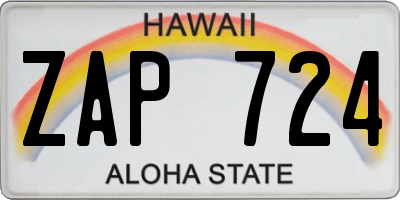 HI license plate ZAP724