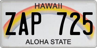 HI license plate ZAP725