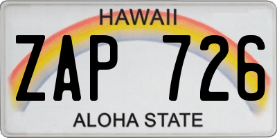 HI license plate ZAP726