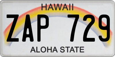 HI license plate ZAP729