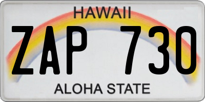HI license plate ZAP730