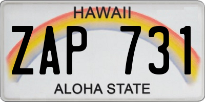 HI license plate ZAP731