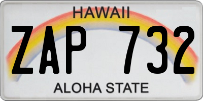 HI license plate ZAP732