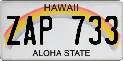 HI license plate ZAP733