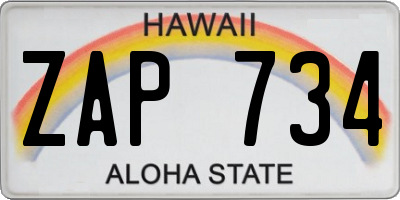 HI license plate ZAP734