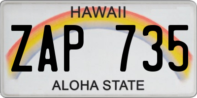 HI license plate ZAP735