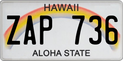 HI license plate ZAP736
