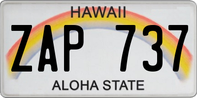 HI license plate ZAP737