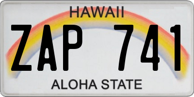 HI license plate ZAP741