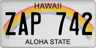 HI license plate ZAP742