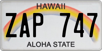 HI license plate ZAP747