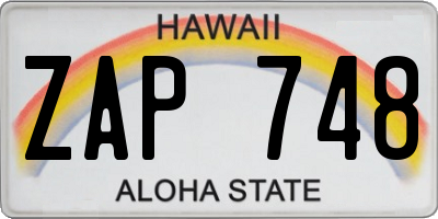 HI license plate ZAP748