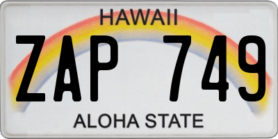 HI license plate ZAP749