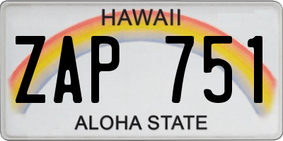 HI license plate ZAP751