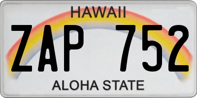 HI license plate ZAP752