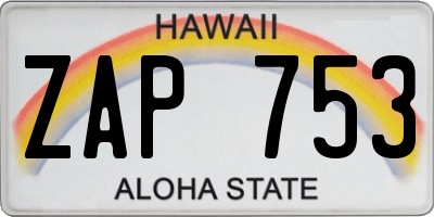 HI license plate ZAP753