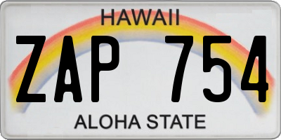 HI license plate ZAP754