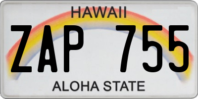 HI license plate ZAP755