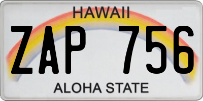 HI license plate ZAP756