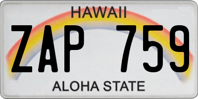 HI license plate ZAP759