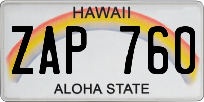 HI license plate ZAP760