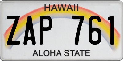 HI license plate ZAP761