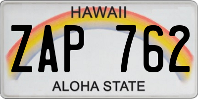 HI license plate ZAP762