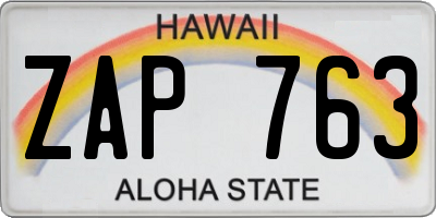 HI license plate ZAP763