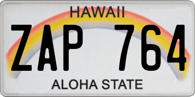 HI license plate ZAP764