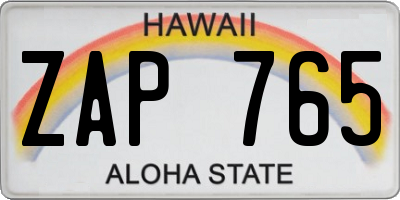 HI license plate ZAP765