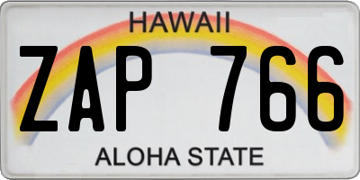 HI license plate ZAP766