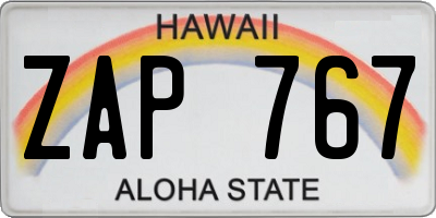 HI license plate ZAP767