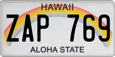 HI license plate ZAP769