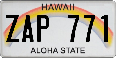 HI license plate ZAP771