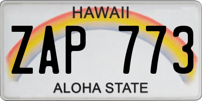 HI license plate ZAP773