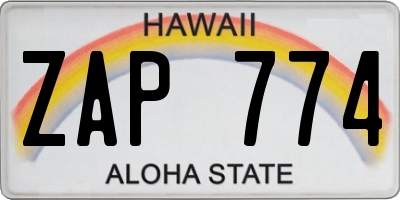 HI license plate ZAP774