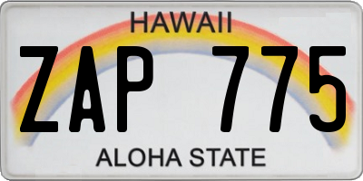 HI license plate ZAP775