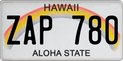 HI license plate ZAP780