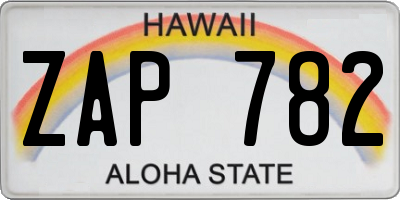 HI license plate ZAP782