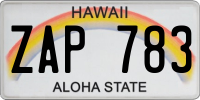 HI license plate ZAP783